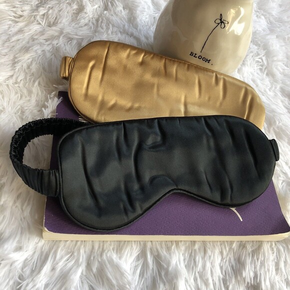 Gold Mulberry Silk Soft Sleep Eye Mask 22 Momme,Luxurious Adult Women and Men - Picture 7 of 7